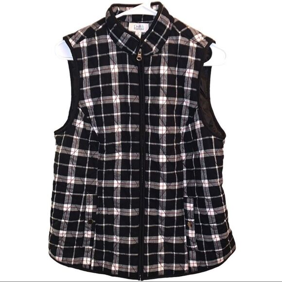 Croft & Barrow‎ Black White Red Quilted Vest - NWT - Size Small - Picture 1 of 7